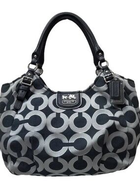Vintage Coach Black & Gray Signature Jacquard Tote Women’s Bag